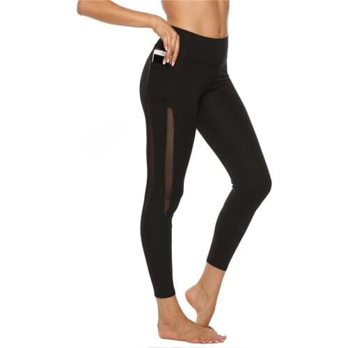 Women Solid Knitted Stretchy Sports Fitness Pants Elastic Slim Sexy Pocket High Waist Ankle Length Wotkout Leggings Plus Size