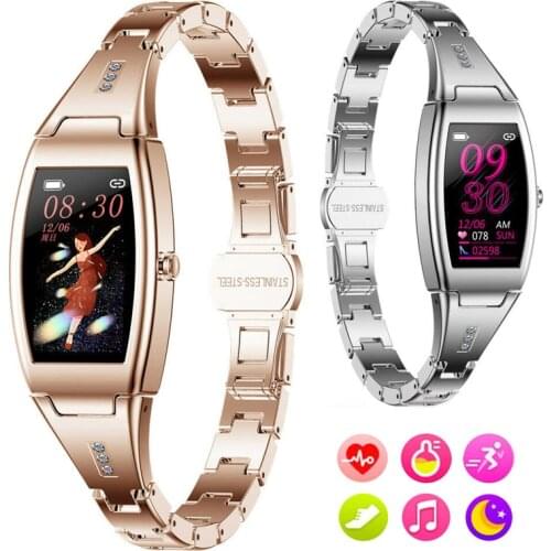 Women Ladies Smart Watch Heart Rate Monitor Call/SMS Reminder Sport Smartwatch Stainless Steel Wristband for iOS iPhone Android