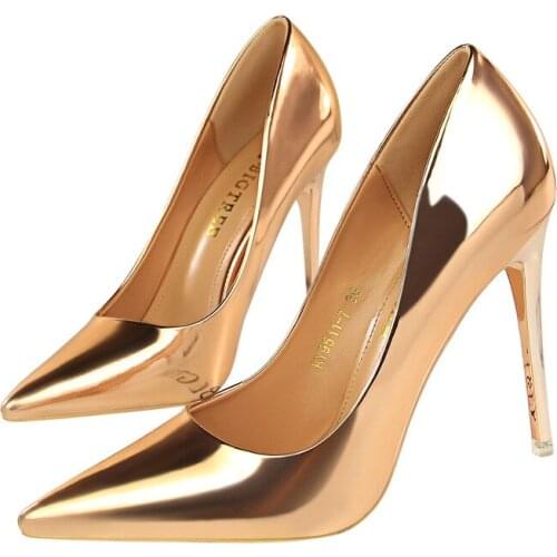 9511-7 Fashion Metal Heel High Heels Womens Shoes High Heels Shallow Mouth Pointed Sexy Nightclub Thin Shoes