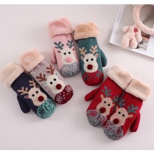 1Pair Christmas Warm Winter Plush Gloves Outdoor Glove For Women Gloves Glove Party Supplies Knitted Mittens Plush Faux Fur