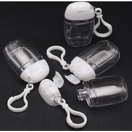 1PC 30ml Empty Hand Sanitizer Travel Small Size Holder Hook Keychain Carriers White Flip Cap Reusable Portable Empty Bottles New