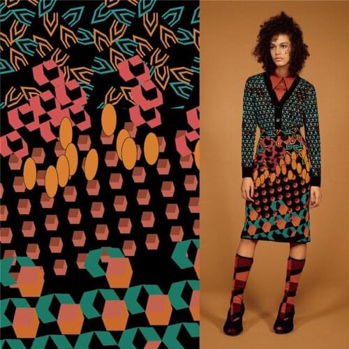 100% polyester stretch fabric dress high-grade cube printed fabric diy clothing shirt bedding patchwork 066