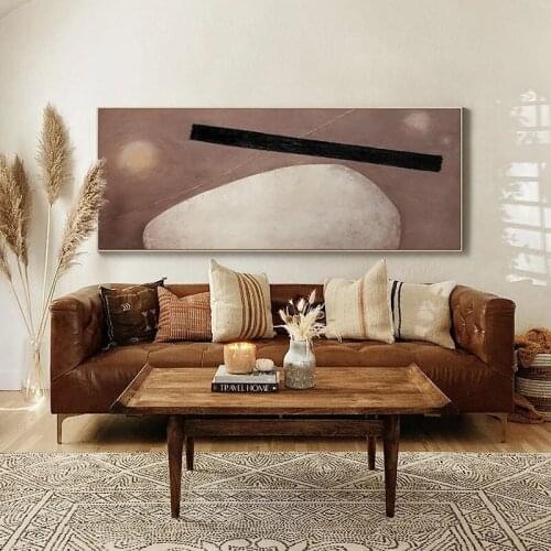 100%Handmade Modern Red and Brown Canvas Oil Painting Abstract Color Block Posters Wall Pictures for Living Room Bedroom Decor