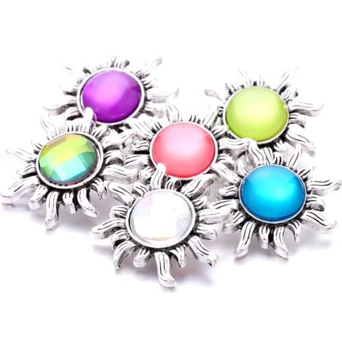 18mm Snap Buttons Jewelry Assorted Rhinestone Sun Snap Buttons DIY Bracelet Necklace Ginger Charms Jewelry