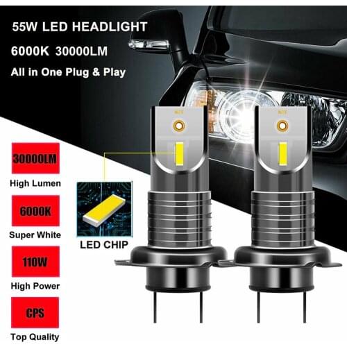2PCS H7 110W Car 5050 CSP LED Headlight Kit Canbus Error Free Lamp 30000LM 6000K Car LED Headlight Bulb Waterproof