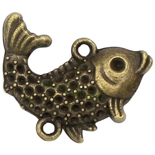 40pcs-Antique Bronze Tone Fish Connector Charms 21x18mm