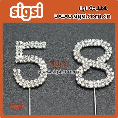 Shiny number crystal rhinestone cake topper for birthday decoration
