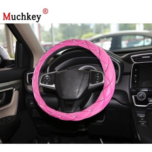 MUCHKEY Brand For Honda CR-V 2018 Leather Car Steering Wheel Cover New Diamond Anti-Slip Auto Accessories Interior