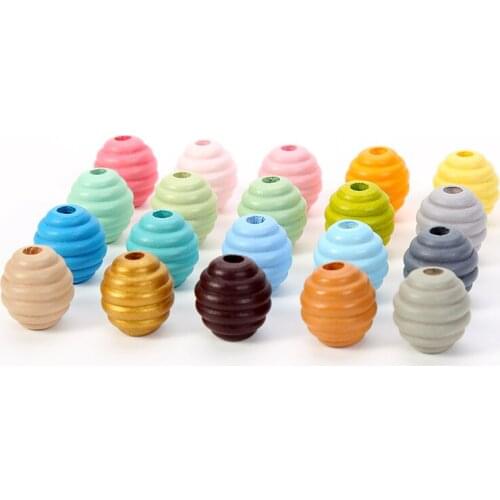 100pcs/lot 21X20MM Screw Thread Natural Wooden Beads For Jewelry Making Loose Mix Color Wood Beads DIY Accessories Hole 5mm