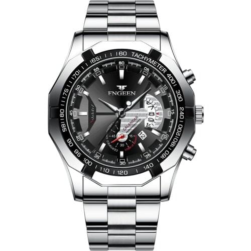 Top Brand Men Watch Sports Clock Steel Mens Watches FNGEEN Luminous Waterproof Calendar Fashion Business Watch Male Wristwatch