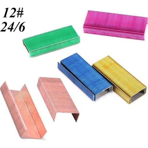 Colorful Stapler Book Staples Stitching Needle Rose Gold Staples 1.2 cm 12# 24/6 Book Staples Office Supplies