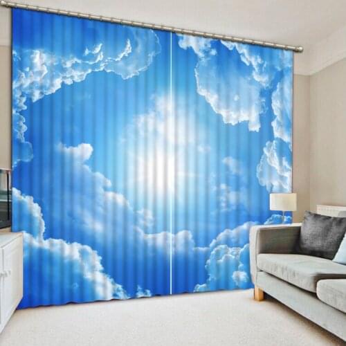European 3D Curtains angel design Curtains For Living Room Bedroom sunshine curtains blue sky curtain