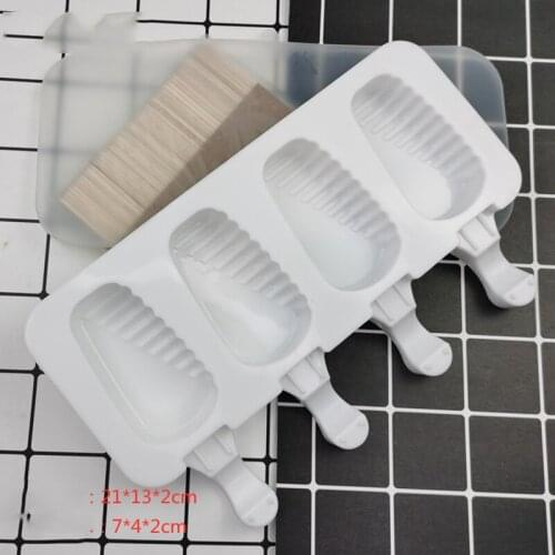 Food Grade Silicone Ice Cream Mold Maker Cube Tray With Lid 50Pcs Sticks Oval Rabbit Paw Shapes Popsicles Gadget Accessories