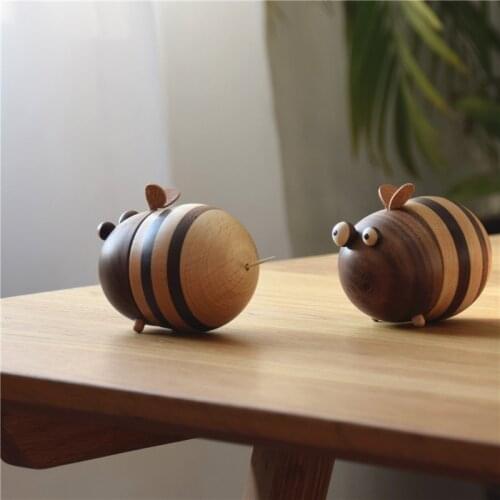 Creative Wooden Bee Toothpick Dispenser Toothpick Box Storage Box Home Bar Restaurant Desktop Decoration Wooden Crafts