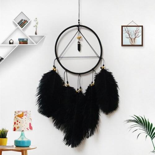 Dream Catcher Black Feather Wind Chimes Ins Wind Simple Car Girls Room Hanging Pendant Decoration Dreamcatcher