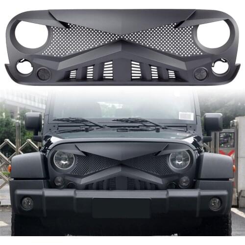 Matte Black Front Hawke Bumper Grille Guard knight Style ABS Grills for Jeep Wrangler JK JKU 2007-2018