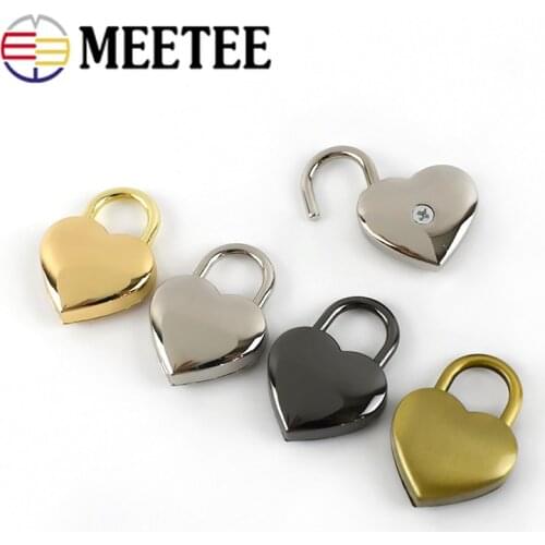 Meetee 2/4pcs 25X34mm Heart-shaped Keyless Spring Lock Clasp Locker Decor Padlock DIY Cabinet Jewelry Spring Pull Lock Buckle