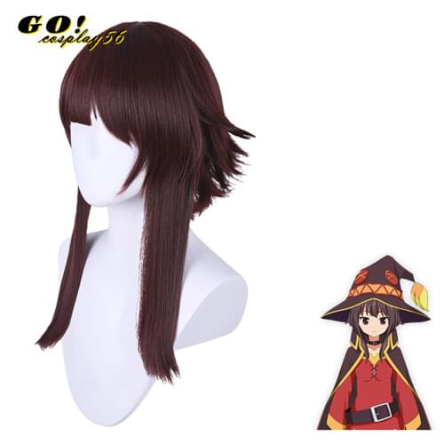 KonoSuba Gods Blessing on this Wonderful World Megumin Cosplay Wig +Cap Halloween Role Play