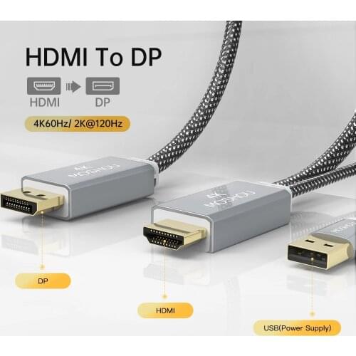 Moshou HDMI-Compatible to DP 4K@60Hz1080P HDMI 2.0 to DisplayPort 1.4 Cable PC TV Mini Projector Monitor Projetor Laptop