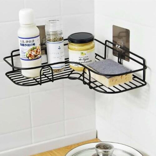 No Drilling Suction Wall Type Bathroom Shelf Corner Storage Organiser Shower Rack Kitchen Bedroom Storage Racks