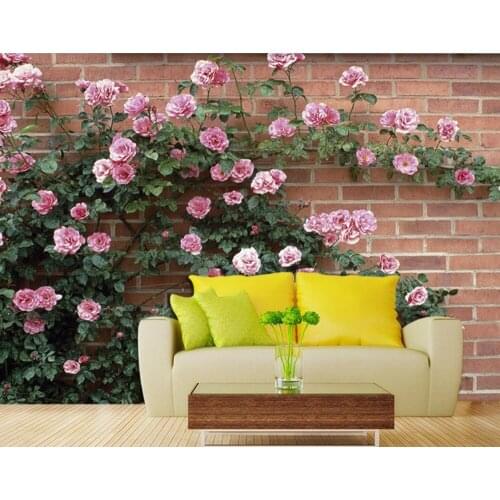 Rose wall green leaves Custom photo wallpaper 3D stereoscopic wallpaper living room TV background wall