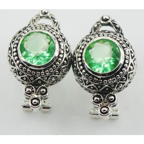 New Peridot Woman 925 Sterling Silver Crystal Earrings TE512