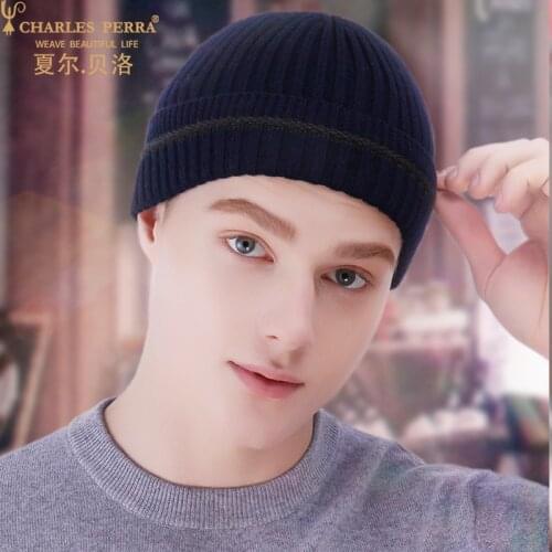Beanies Hat Men Winter Thermal Knitted Hats Fashion Trend Autumn Winter New Skullies Male Headwear Dark Grey Navy Blue 1231