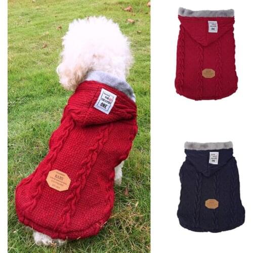 Pet Dog Clothes Winter Warm Dog Coat Jacket Knitting Sport Pet Puppy Kitten Hooded Sweater Thicken Pet Clothing For Small Dogs