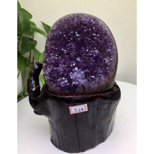 Original 60-110mm Natural Amethyst Purple Crystal Geode Quartz Wand Point Energy Healing Mineral Stone Rock Geode Home Decor