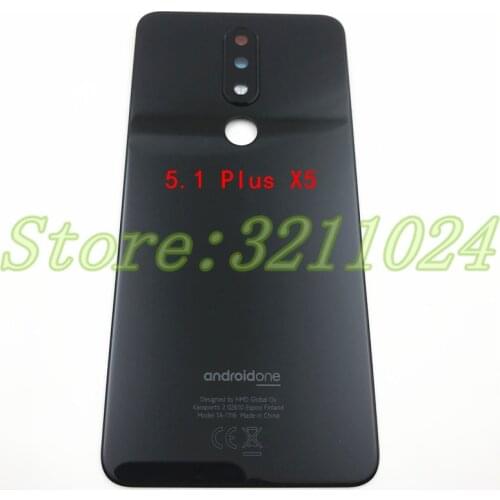 For Nokia X5 5.1 Plus X6 6.1 Plus Original Glass Rear Housing Back Case Battery Cover With Camera Lens