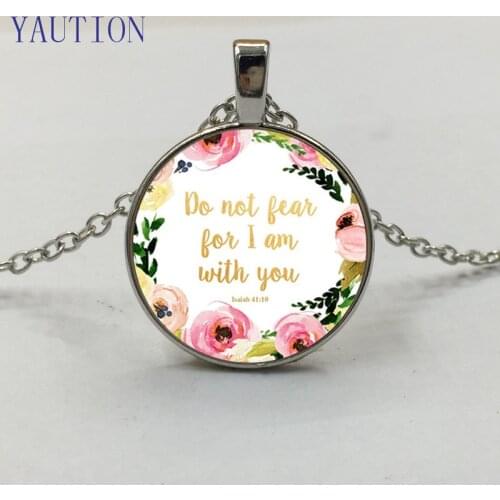 Do Not Fear for I Am With You Necklace Isaiah 41 10 Bible Verse Necklace Floral Inspirational Jewelry Christian Gifts