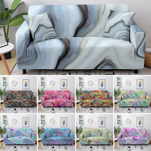 3D Colorful Marble Sofa Cover Elastic Couch Covers Sectional Sofa Covers For Living Room Slip-Resistant Armchair Covers