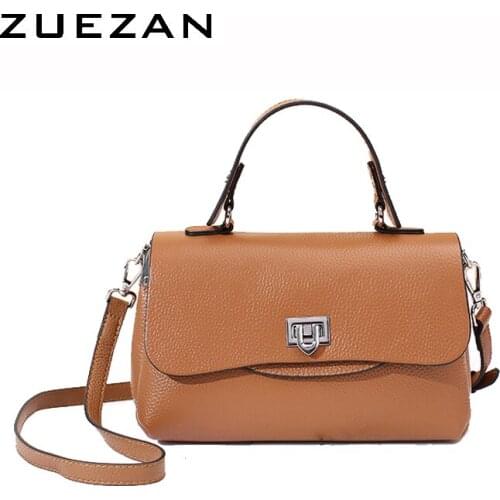 3 Compartments, Girls Leather Shoulder Bag, 100% Natural Cowhide,Women GENUINE LEATHER Handbag,Female Crossbody bag T068