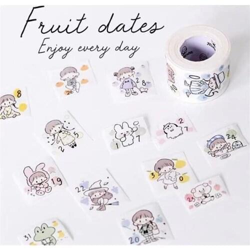 Lovely Bunny and Girls Fruit Dates Washi Tape for Card Making Bullet Journal DIY Scrapbooking Decorative Sticker