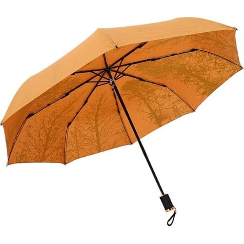 Birch Forest Retro Three Fold Rain Women Umbrella Anti Ultraviolet Female Sunny Uv Umbrella Foldable Travel Umbrella for Men