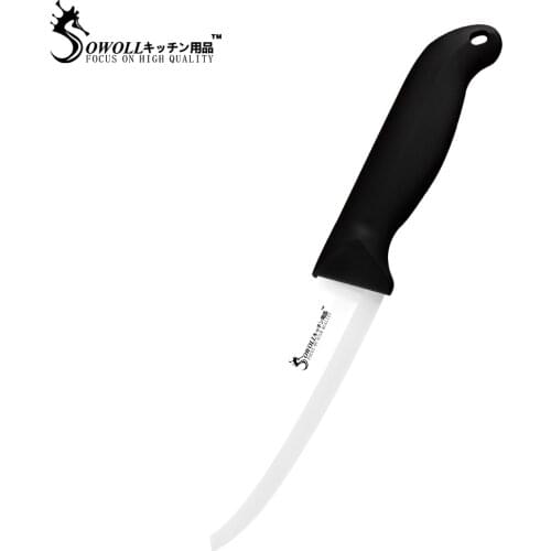 Sowoll Ceramic Chef Knife 3' 4'' 5'' 6'' White Black Blade Plastic Handle Slicing Utility Paring Knife Fruit Vegetable Tools
