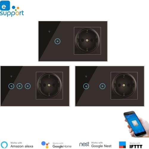 EU Smart Wall Switch Socket 2 In 1 eWeLink APP Wireless Control Smart Home Automation Interruptor WiFi Alexa Compatible