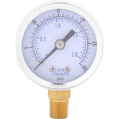 Mini Dial Water Oil Compressor Meter Hydraulic Pressure Gauge Pressure Compressor Meter Metal Manometer 0-30psi 0-2bar