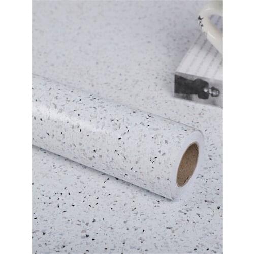 Waterproof Oil-Proof Off-white Terrazzo Wallpaper Contact Paper PVC Self Adhesive Bathroom Kitchen Countertop Home Improvement