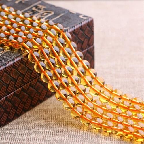 High Quality Cultured Citrine Beads 4mm-14mm NOT Dyed Smooth Polished Round 15 Inch Strand HJ22
