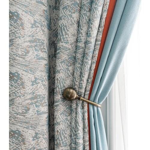 Custom curtains Simplicity modern Nordic Jacquard shading cotton Texture Splicing blackout curtain livingroom bedroom M1068