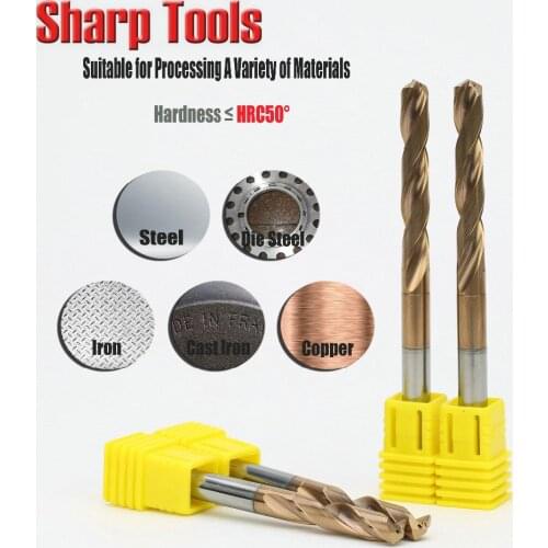 1pc Titanium Tungsten Carbide Drill Bits for Metal Cutting 5D Dia. 6.1-7.0mm HRC50 Steel Cast Iron Drilling Tool Hole Cutter Set