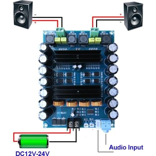 2*150W Audio Stereo Amplifier High Power 2 Channels TPA3116D2 TL074 XL6019 TPA3116 DC12V/24V Car Amplificador with Boost System
