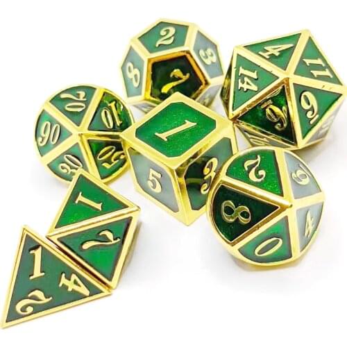 7 Pieces/set of Colorful Dice Set Retro Metal Dice Zinc Alloy Material Multi-faceted Game Dice Set TRPG Board Game 2020 New