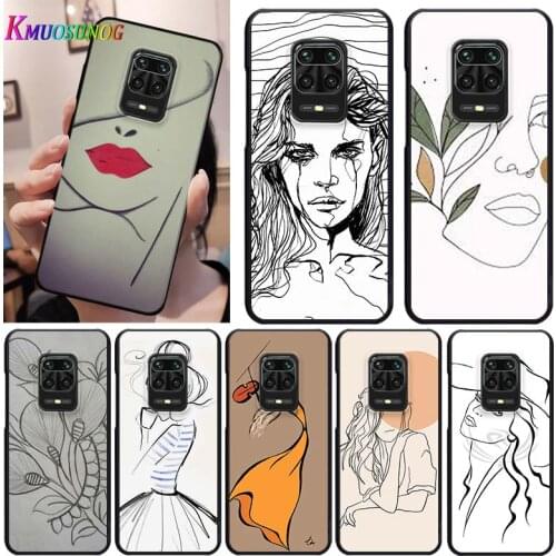Abstract Art Line for Redmi K30i K30 9T K30T K30S K20 10X 9i 9AT 9A 9C 9 5G 4G Pro Ultra Prime Black Phone Case