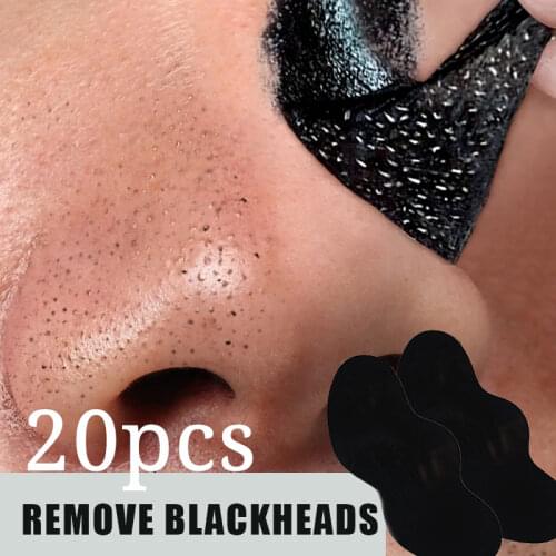 20Pcs Blackhead Remover Mask Sticker Bamboo Facial Deep Cleansing Against Black Dots Acne Patch Nose Pore Strip Face Skin Care