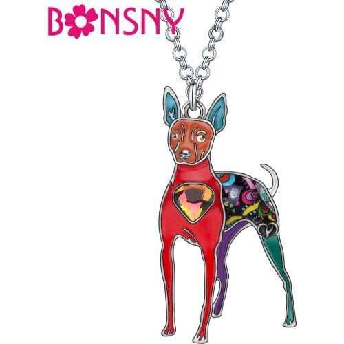 BONSNY Rhinestone Crystal Enamel Alloy Floral Terrier Dogs Necklace Pets Pendant Fashion Party Pets Jewelry For Women Girls Gift