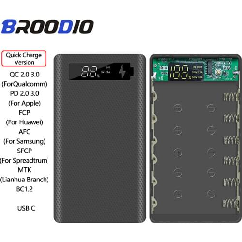 Quick Charge Version 6*18650 Power Bank Case Dual USB Mobile Phone Charge QC 3.0 PD DIY With Digital Display Screen ChargerBox