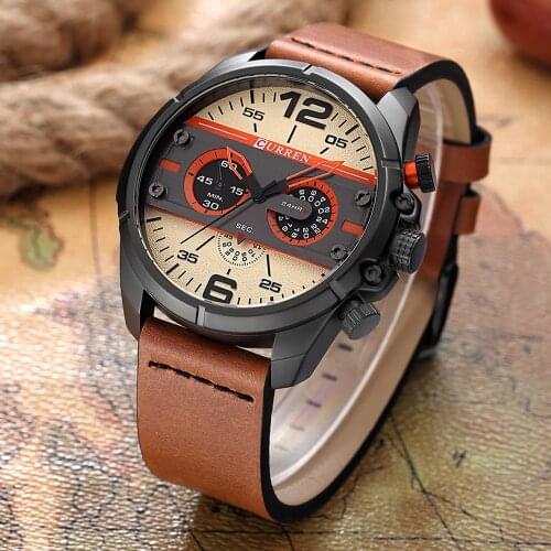 CURREN Leather Men Watches Men Business Quartz Sport Watch Man Waterproof Relogio Masculino Relojes Hombre
