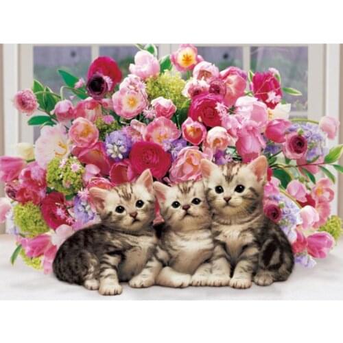 Flower poppy diamond mosaic painting cats rhinestone embroidery animal diamond art drawing picture puzzle wall paper home decor